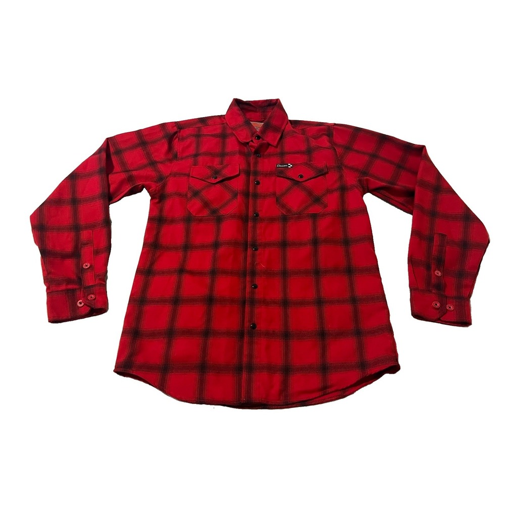 Dixxon Flannel Shirt Mens Small Plaid The Stroker Long Sleeve Pearl Snap Red